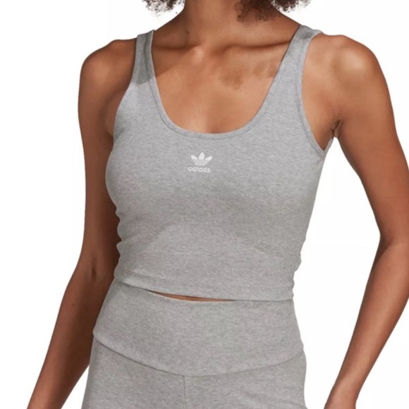 Adidas Grey Cropped Tank, Size Small - Picture 1 of 4